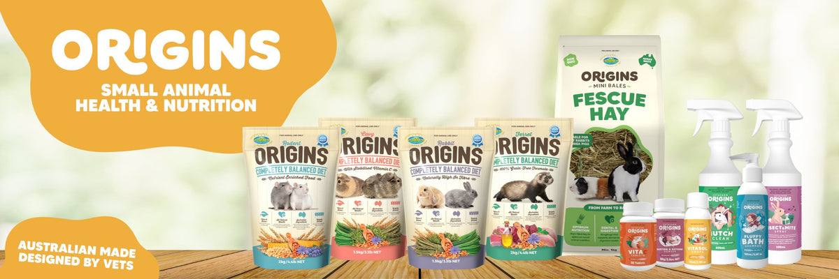 Origins supplements for hamsters, gerbils, and rodents. 