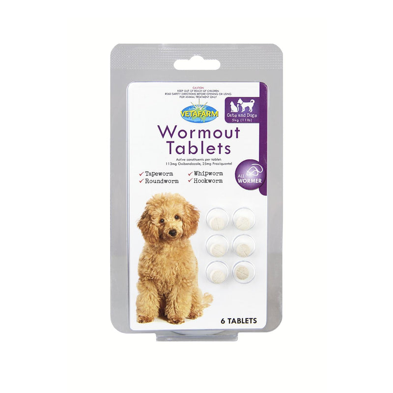 Wormout Tablets - Broad Spectrum Wormer for Dogs & Cats - Livi PetVetafarm